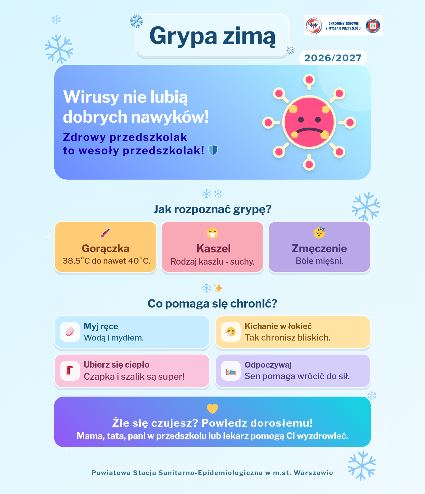 obrazek informacyjny o przeciwdziałaniu grypy